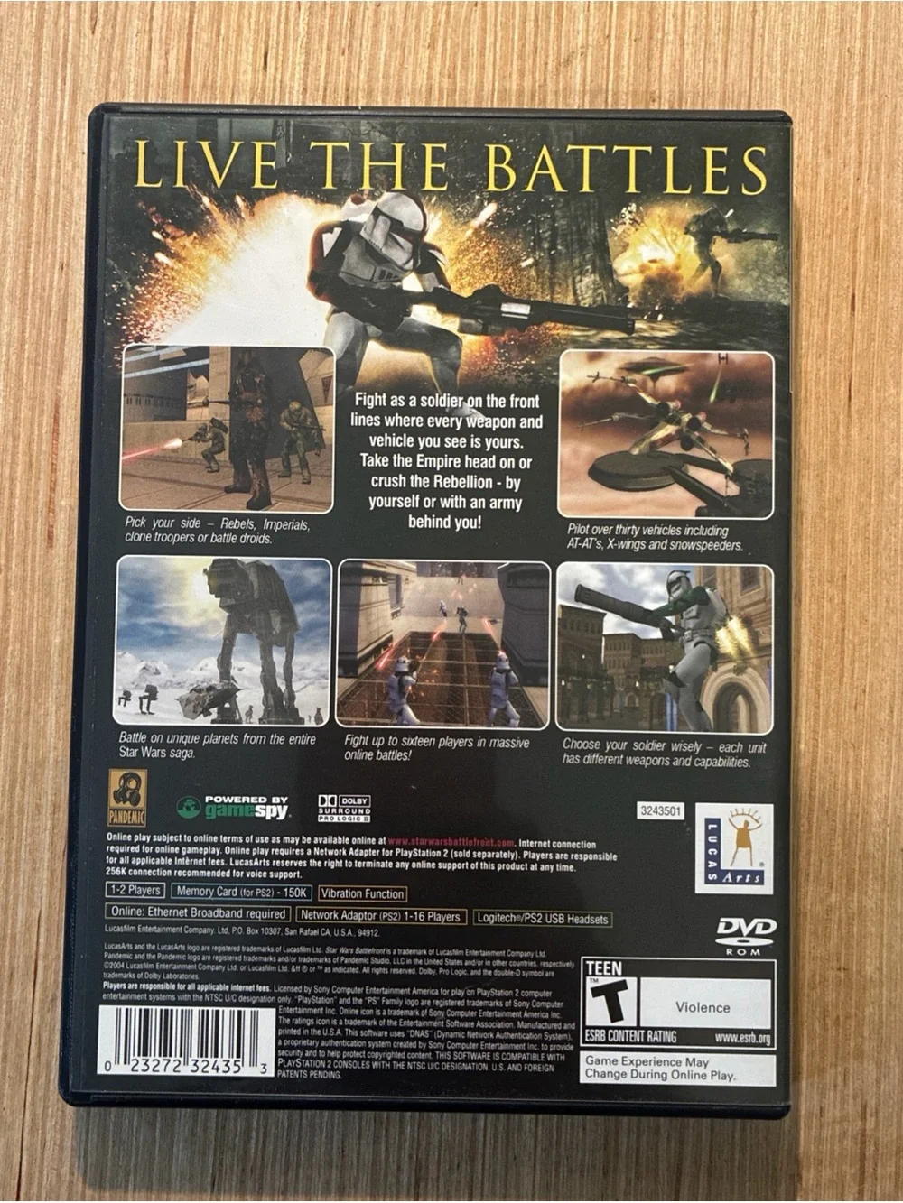 Sony PlayStation 2 Star Wars Battlefront with Manual (Black, White)